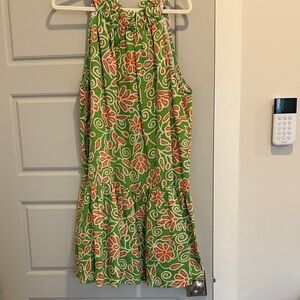Current Air Green and Orange Floral Mini Dress